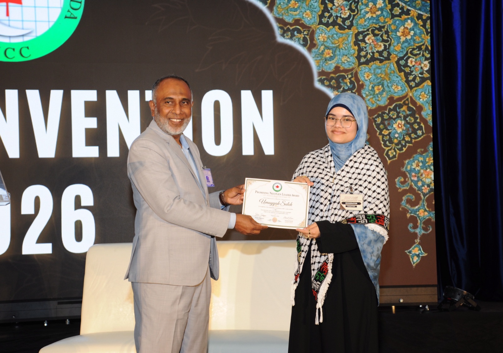 A youth moderator receives a NextGen Leader award